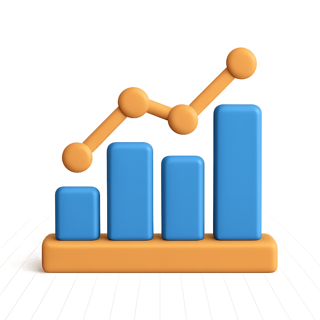3D Bar Chart with Line Graph Growth