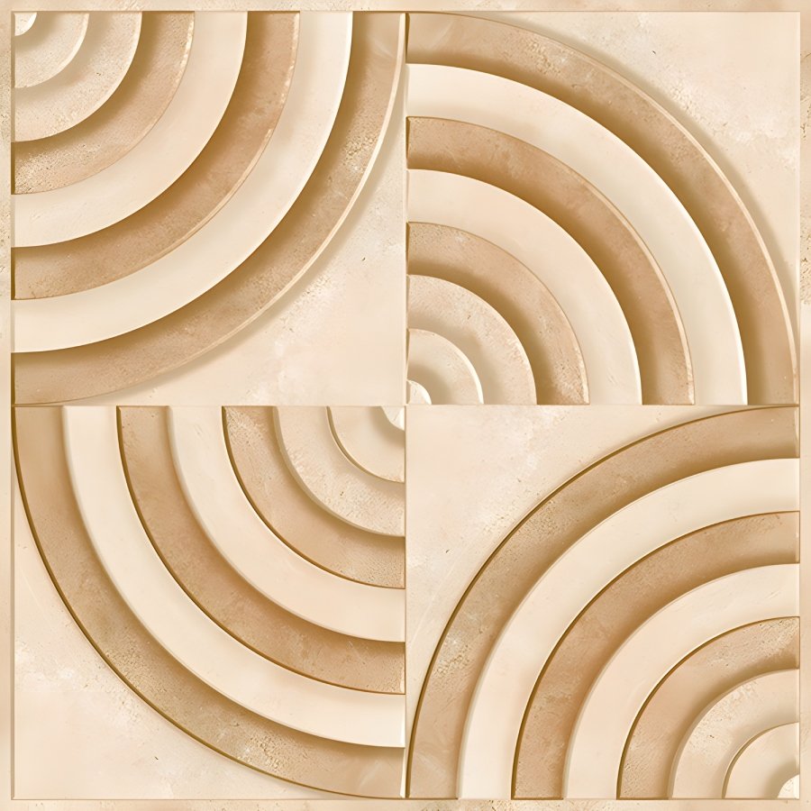 3D Beige Cream Concentric Arcs Tile
