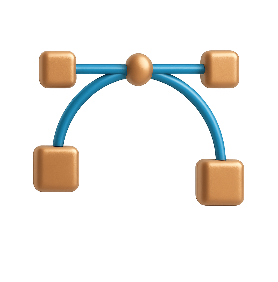 3D Bezier Curve Pen Tool Icon