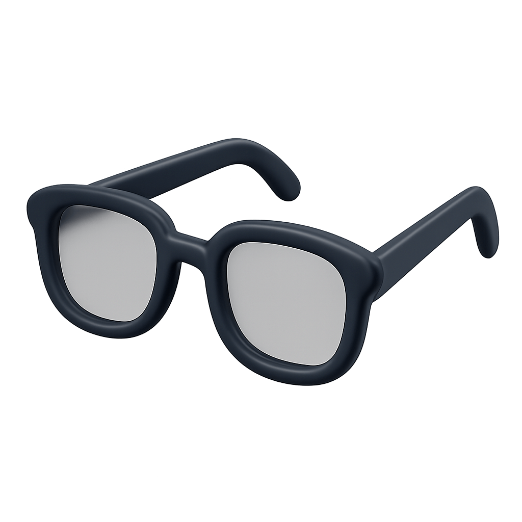 3D Black Glasses Eyewear Vision Icon