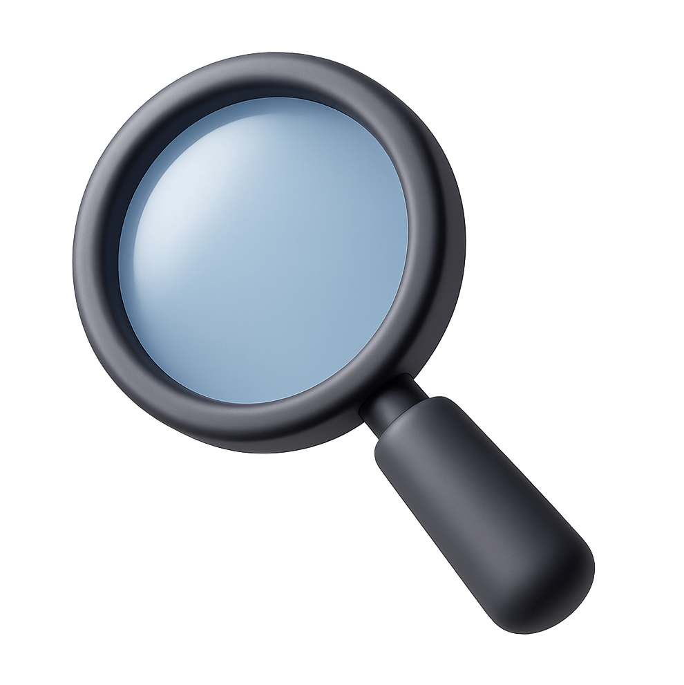 3D Black Magnifying Glass Search Icon