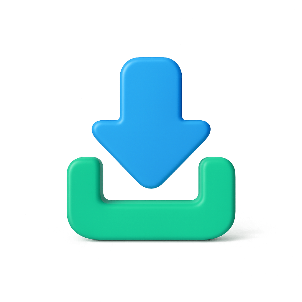 3D Blue and Green Download Arrow Icon