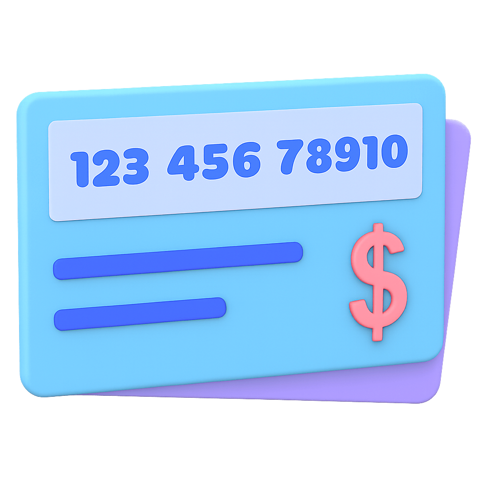3D Blue Credit Card Icon Graphic