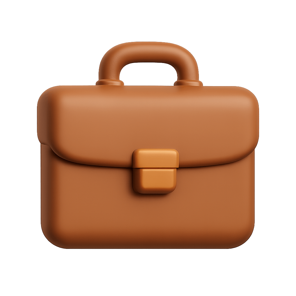 3D Brown Leather Business Briefcase Icon