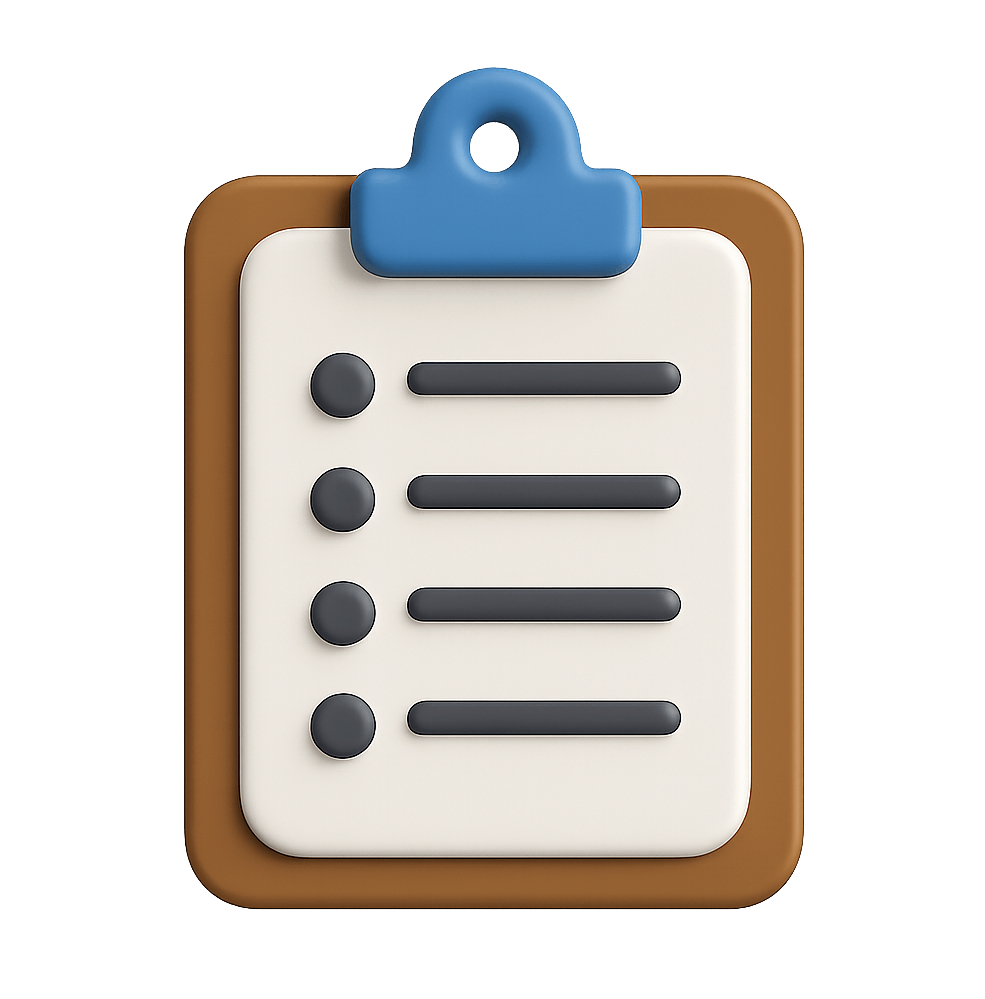 3D Clipboard Checklist List Task Icon