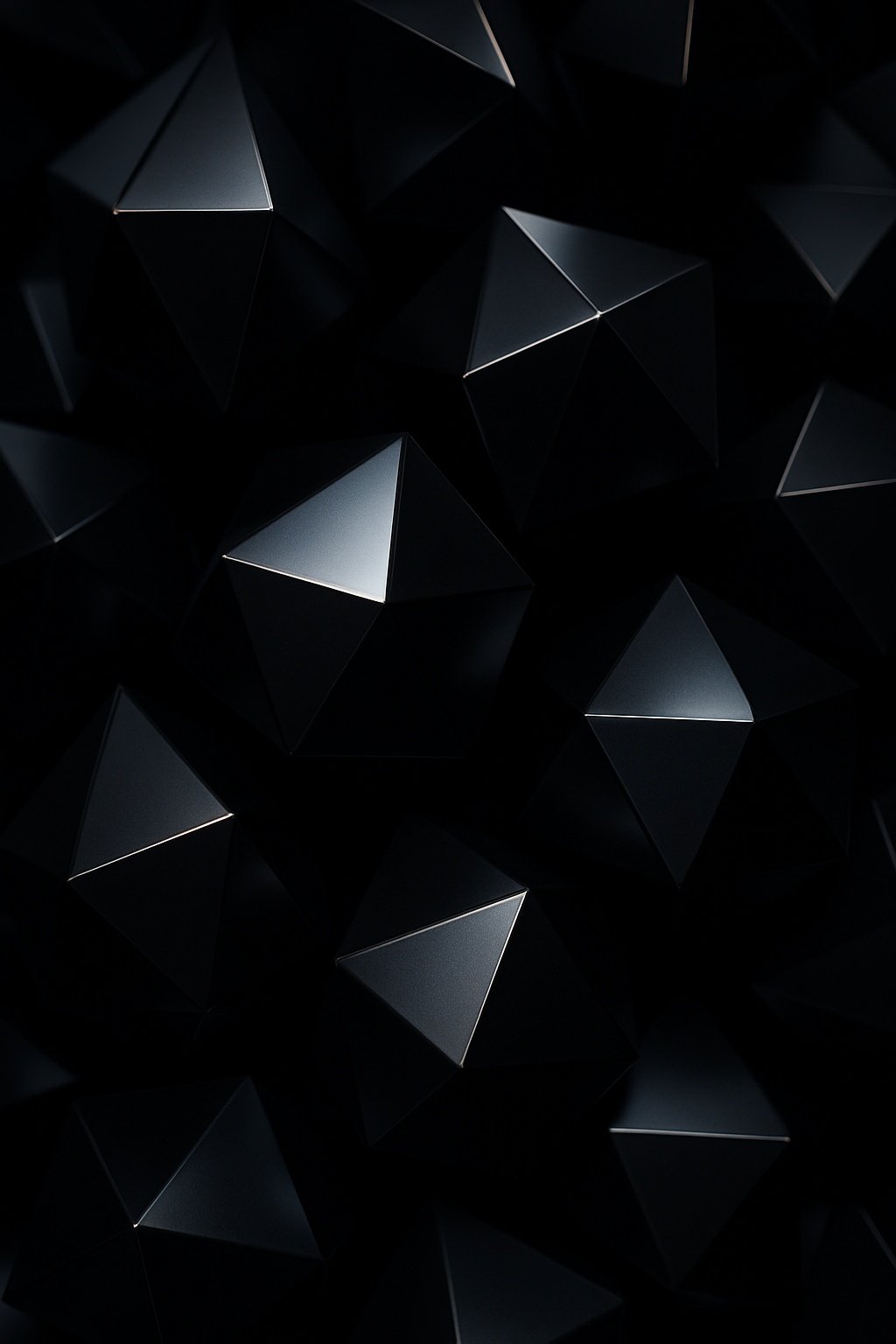 3D Dark Geometric Pyramid Pattern Mobile Wallpaper