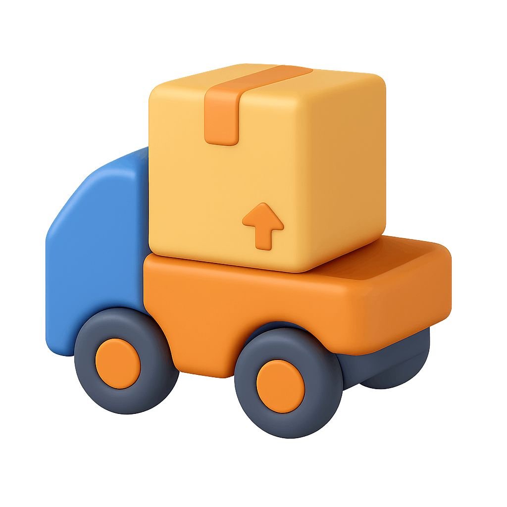3D Delivery Truck with Package Icon