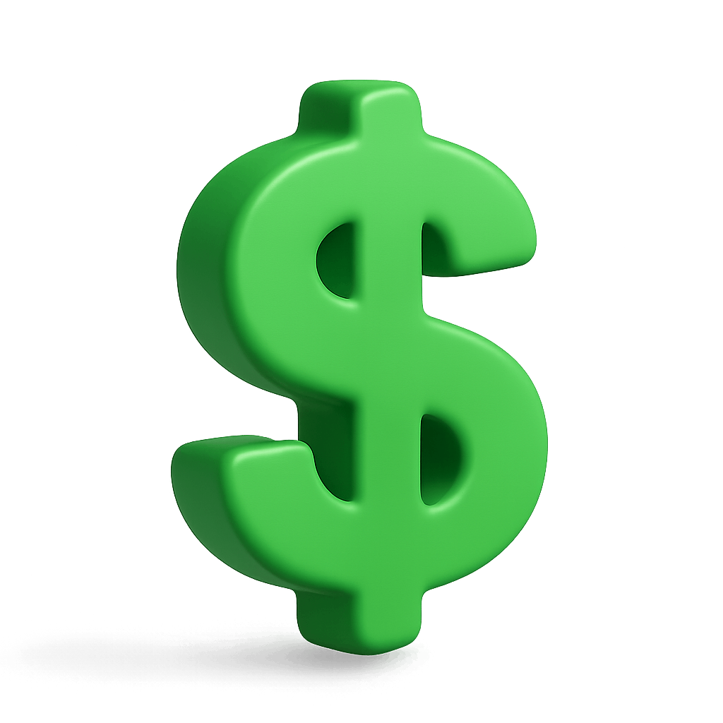 3D Green Dollar Currency Symbol Icon
