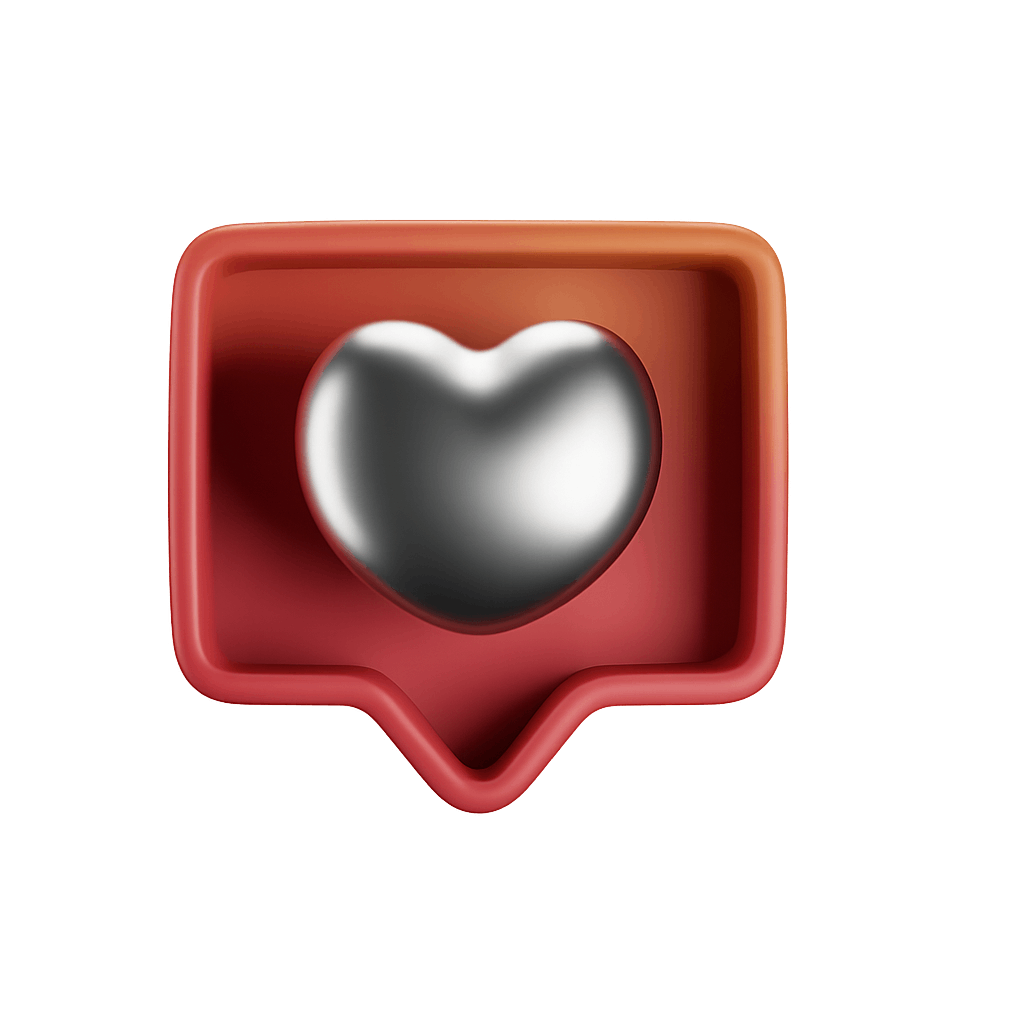 3D Like Notification Metallic Heart Icon