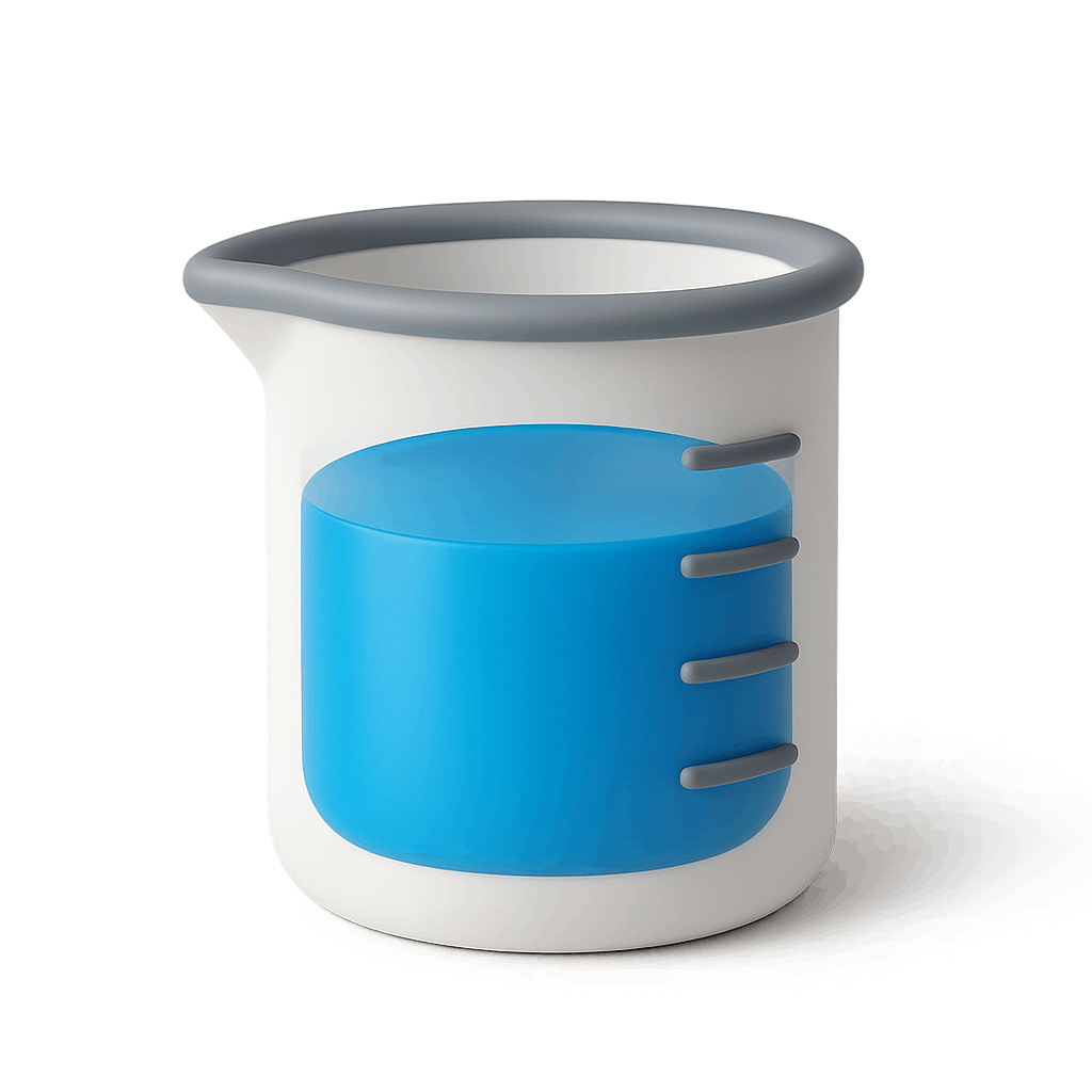 3D Measuring Beaker with Blue Liquid Render