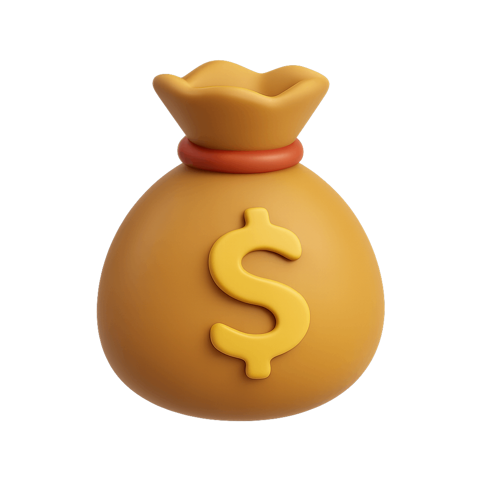 3D Money Bag Dollar Sign Finance Icon
