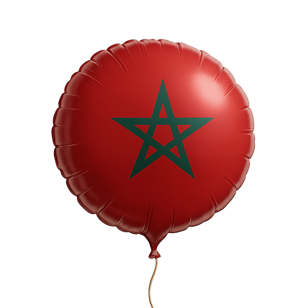 3D Morocco Flag Balloon Transparent Background Render