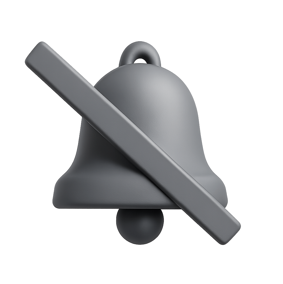 3D Muted Notification Bell Icon Render