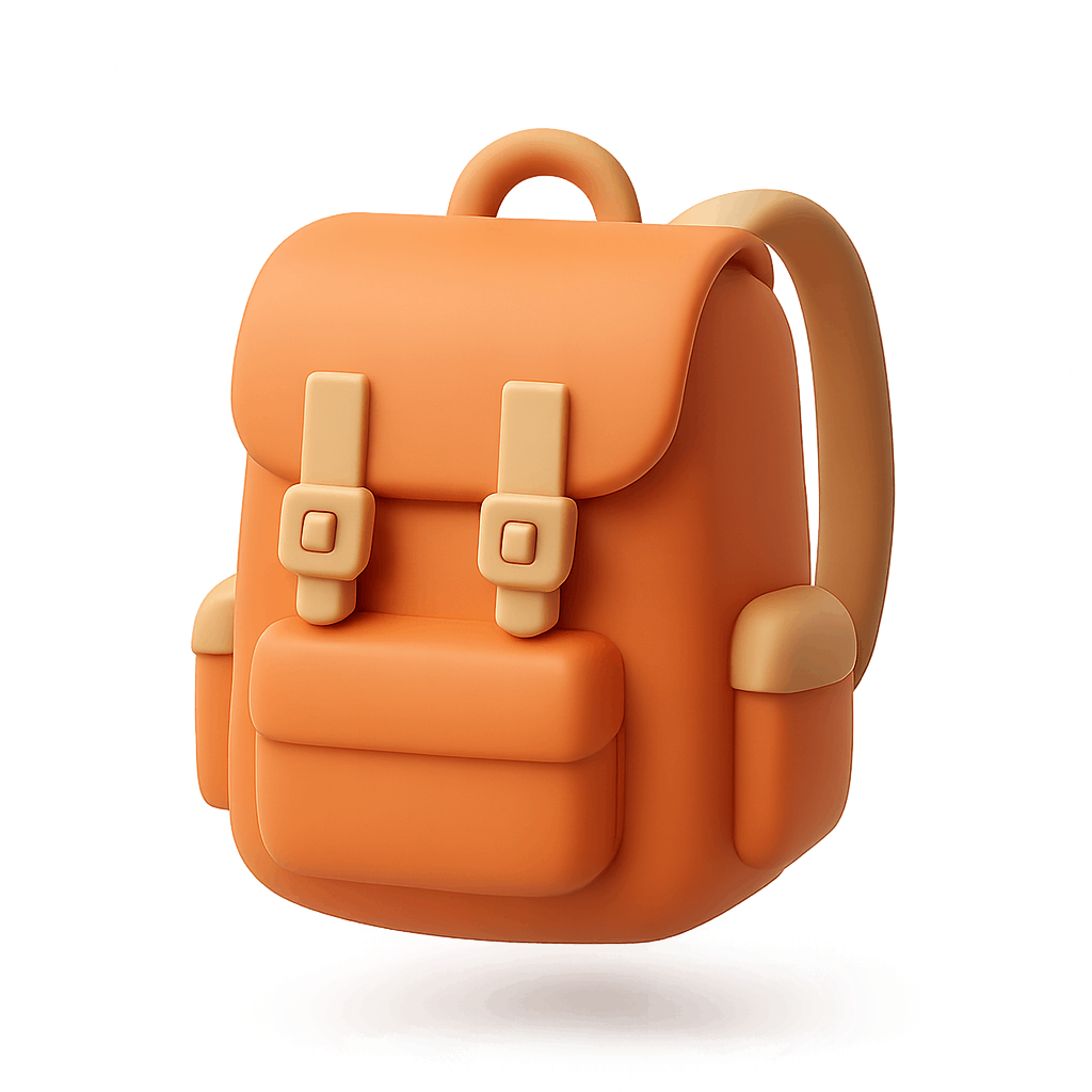 3D Orange Backpack School Travel Icon