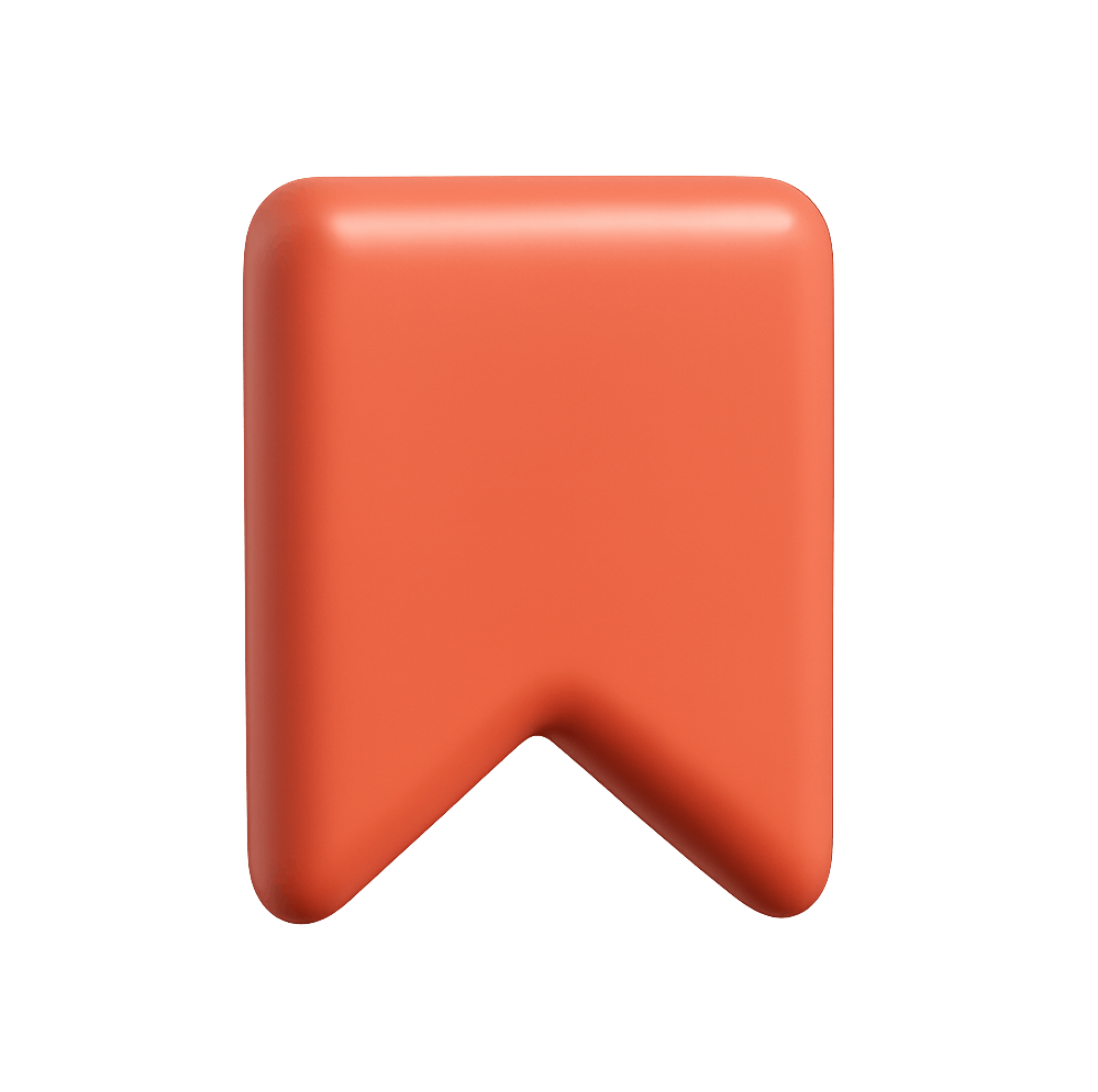 3D Orange Bookmark Tag Icon