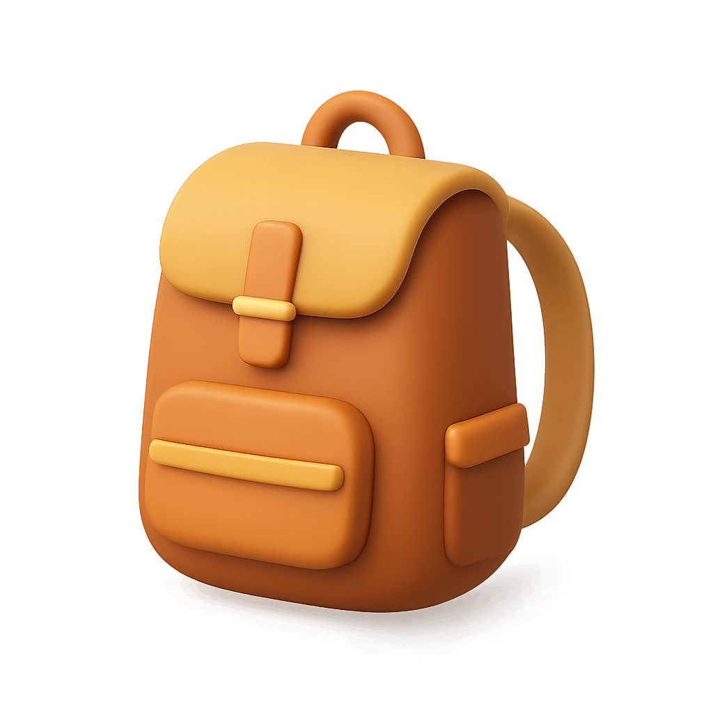 3D Orange Brown Backpack School Bag