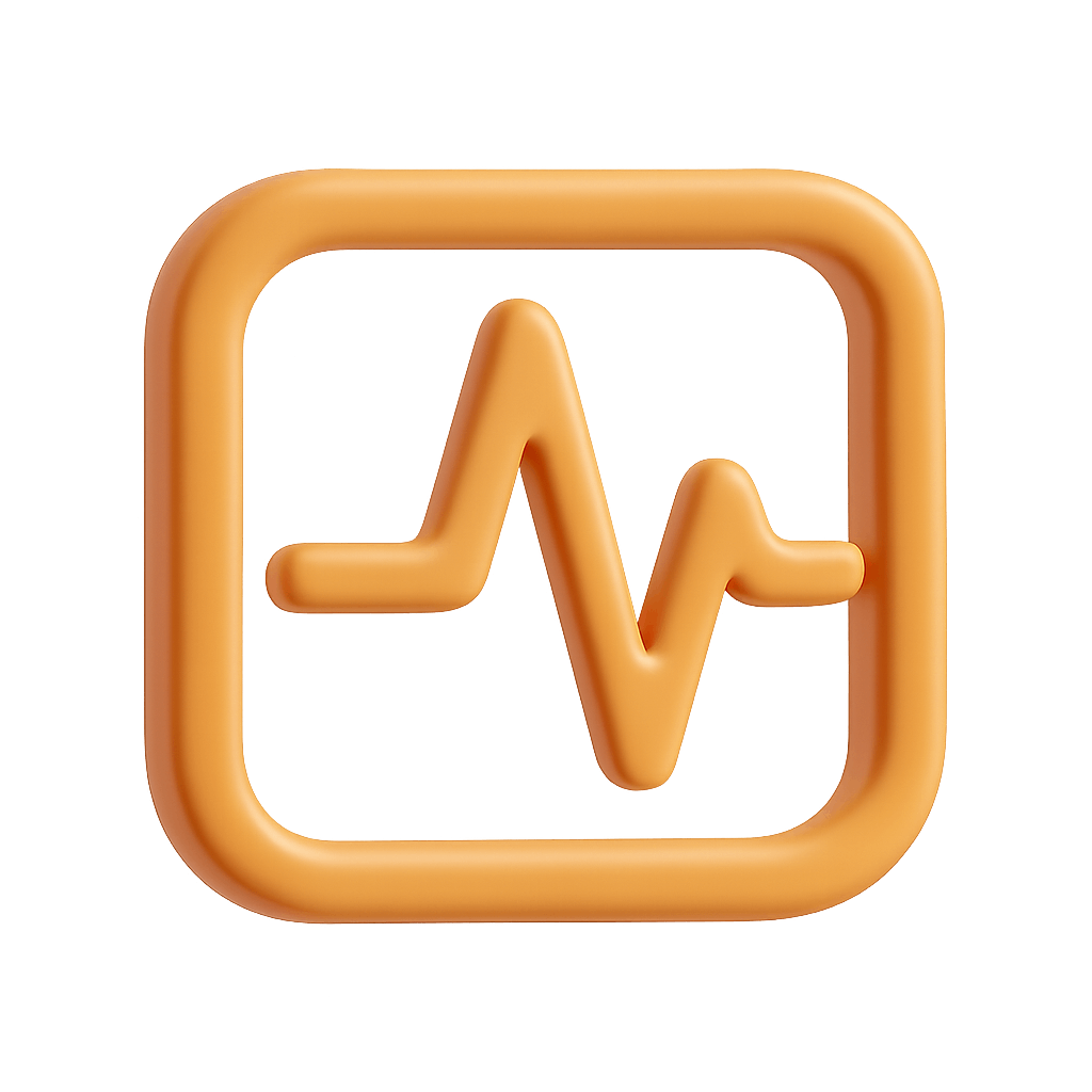 3D Orange Heartbeat Pulse Rate Icon