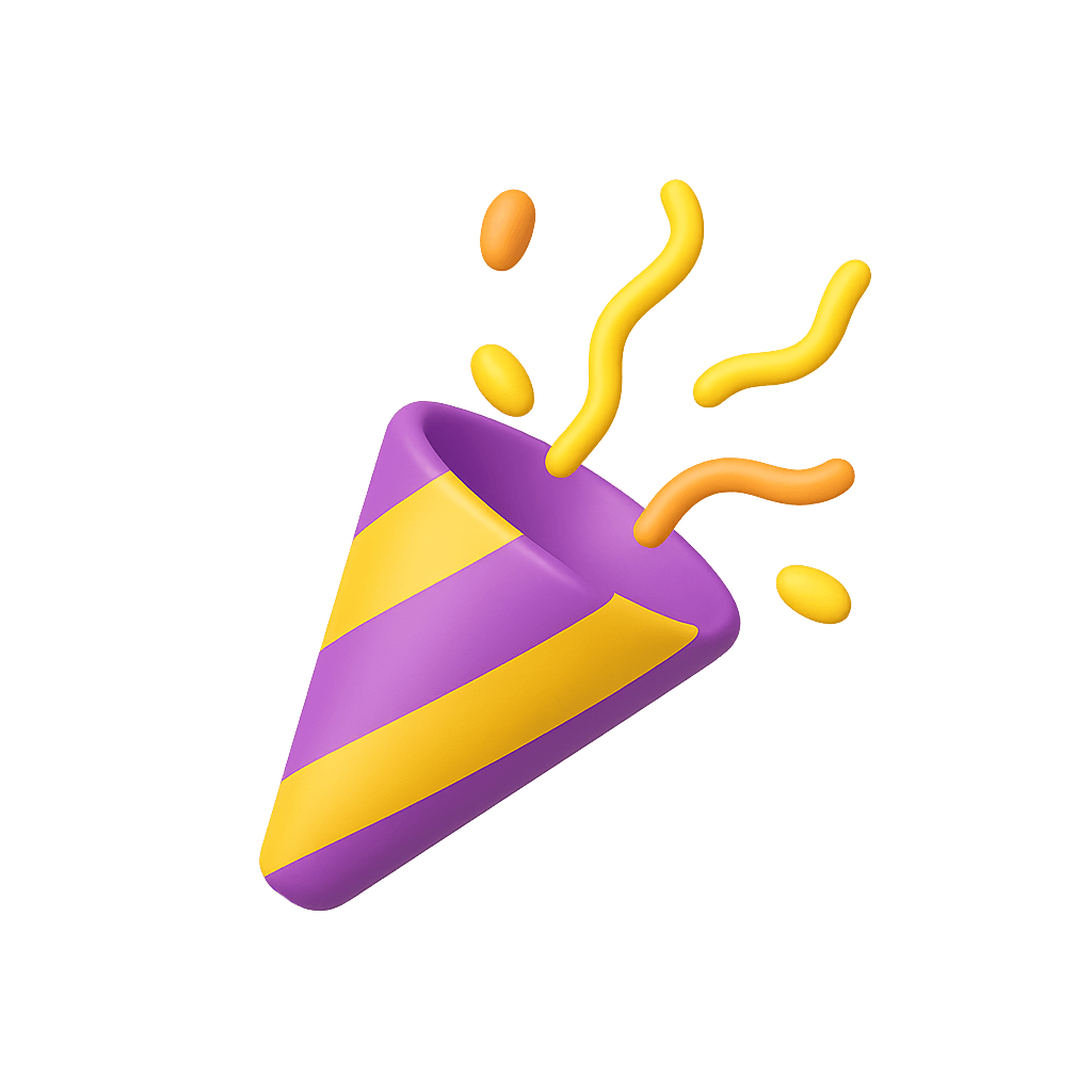 3D Party Popper Confetti Celebration Icon