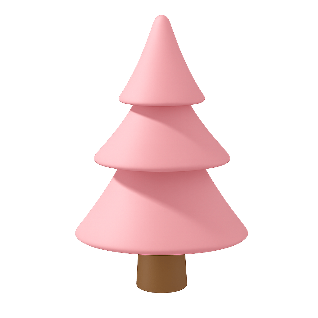 3D Pink Minimalist Pine Tree Icon
