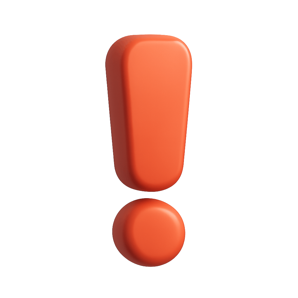 3D Red Exclamation Mark Warning Symbol