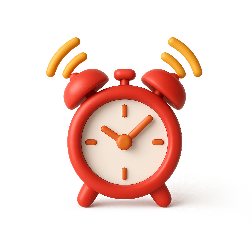 3D Red Ringing Alarm Clock Icon