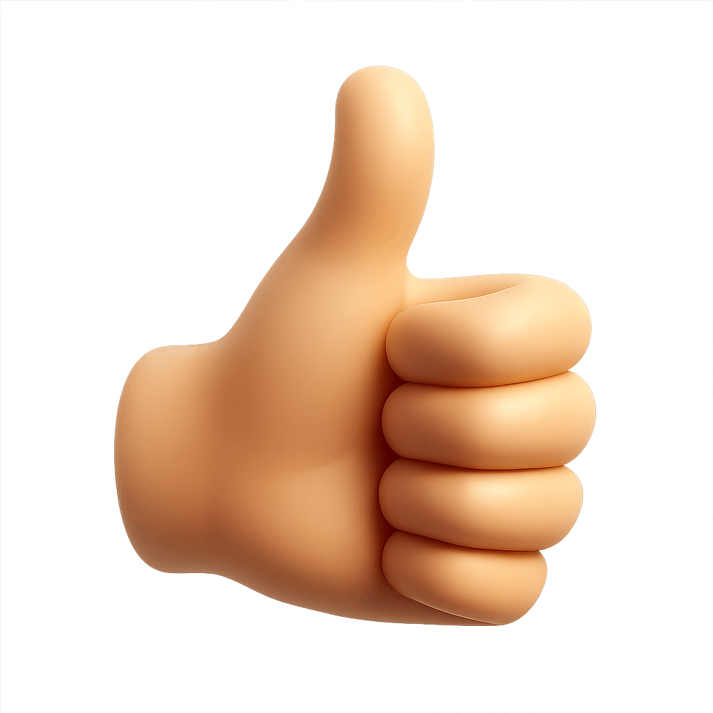 3D Render of Thumbs-Up Hand Gesture in Minimalistic Style