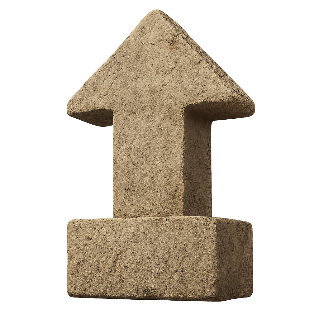 3D Sandstone Textured Upward Pointing Arrow