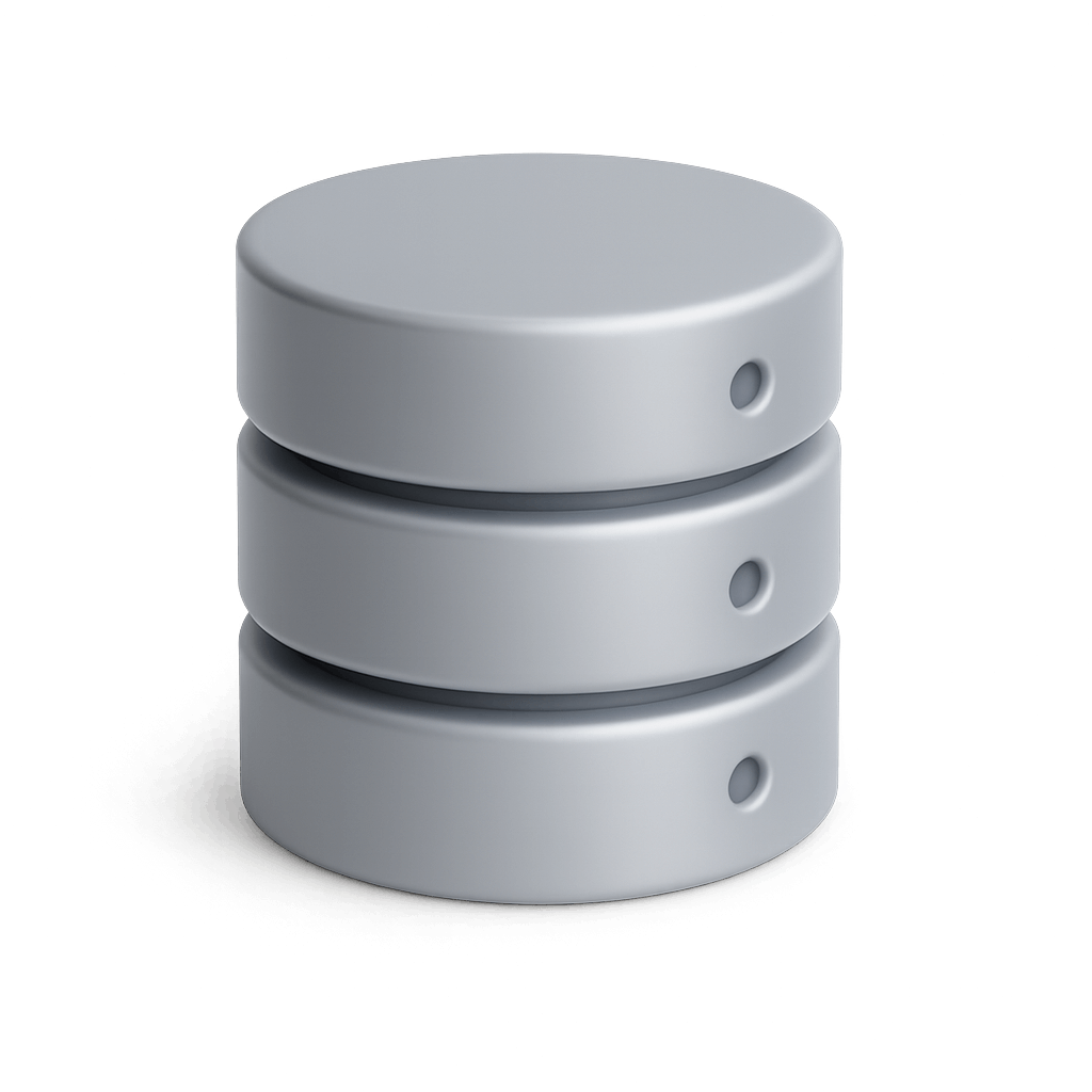 3D Silver Stacked Database Server Icon