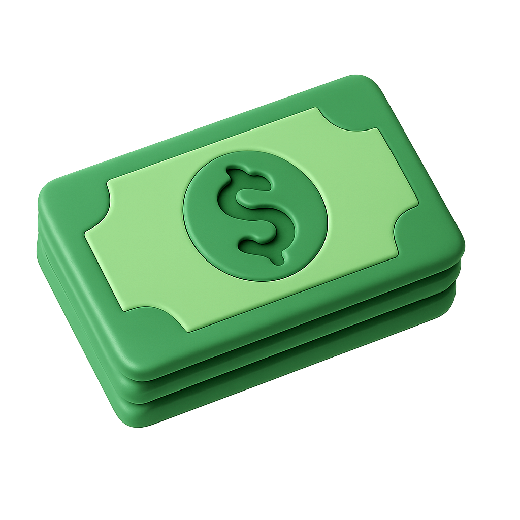 3D Stack Cash Money Dollar Icon
