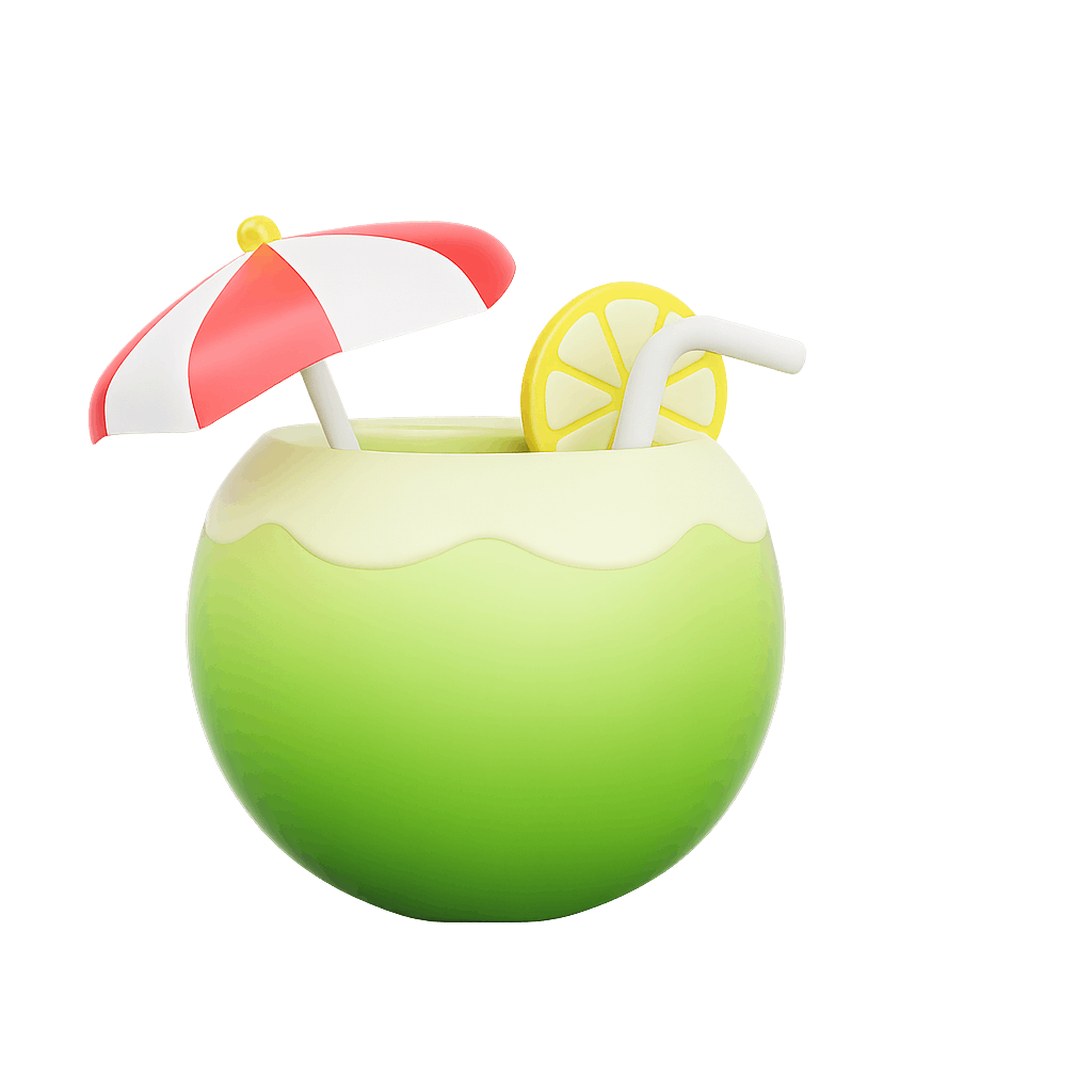 3D Summer Coconut Drink Lemon Umbrella