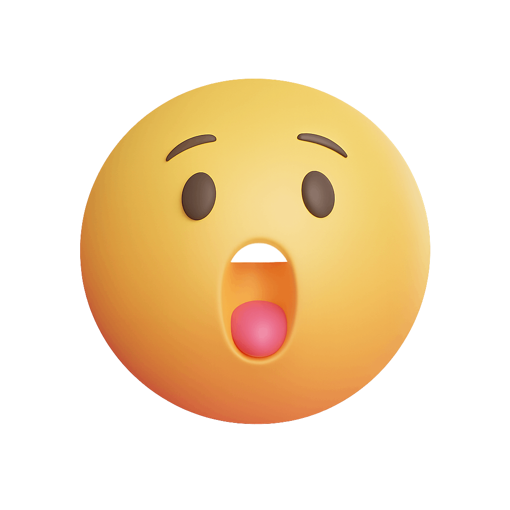 3D Surprised Emoji Face Icon Reaction