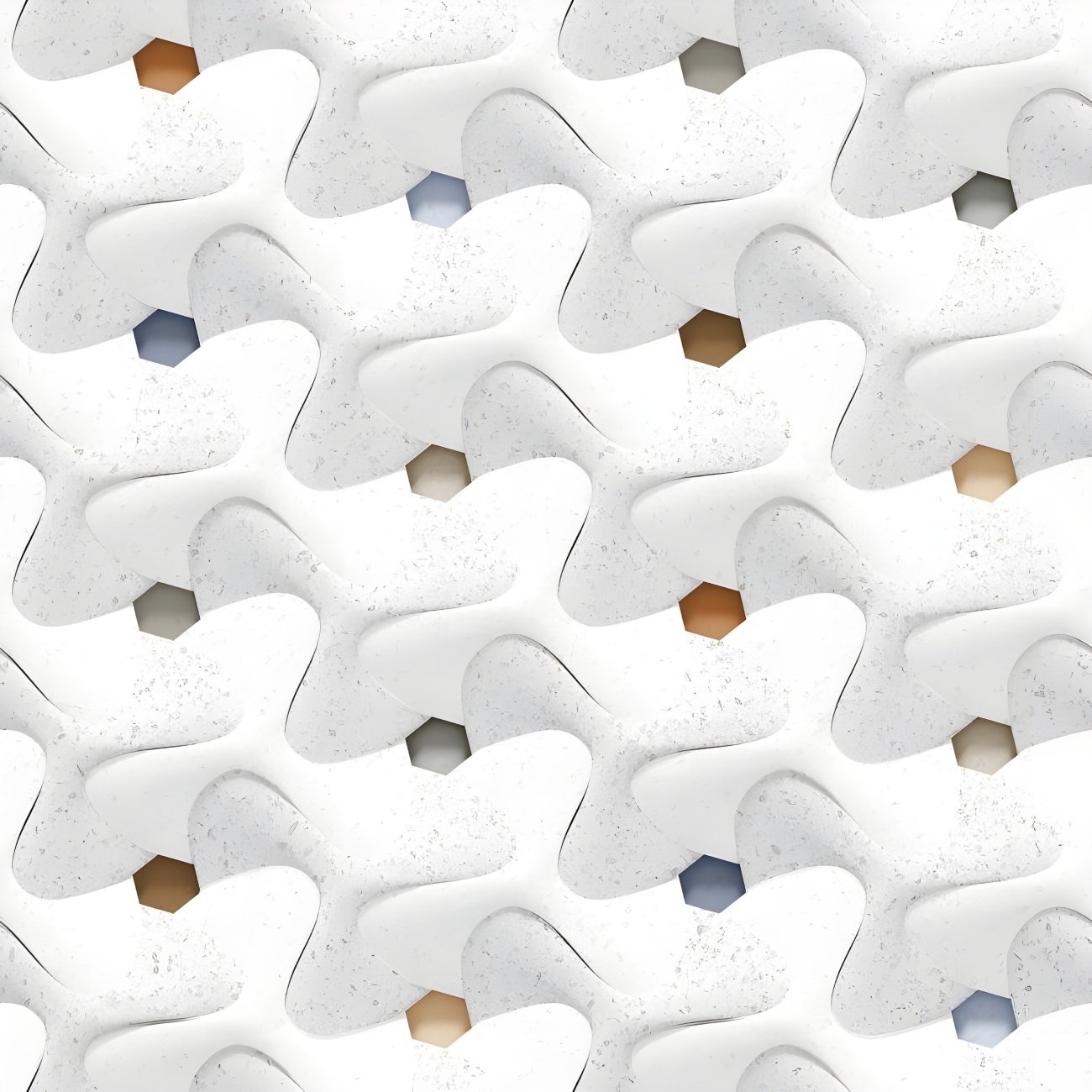 3D Wavy Hexagon Mosaic Pattern Tile