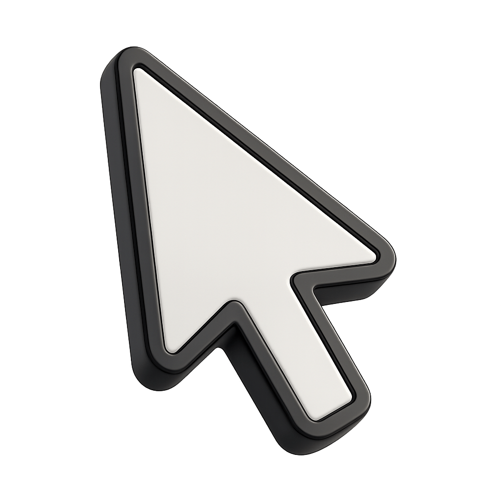 3D White and Black Mouse Cursor Icon