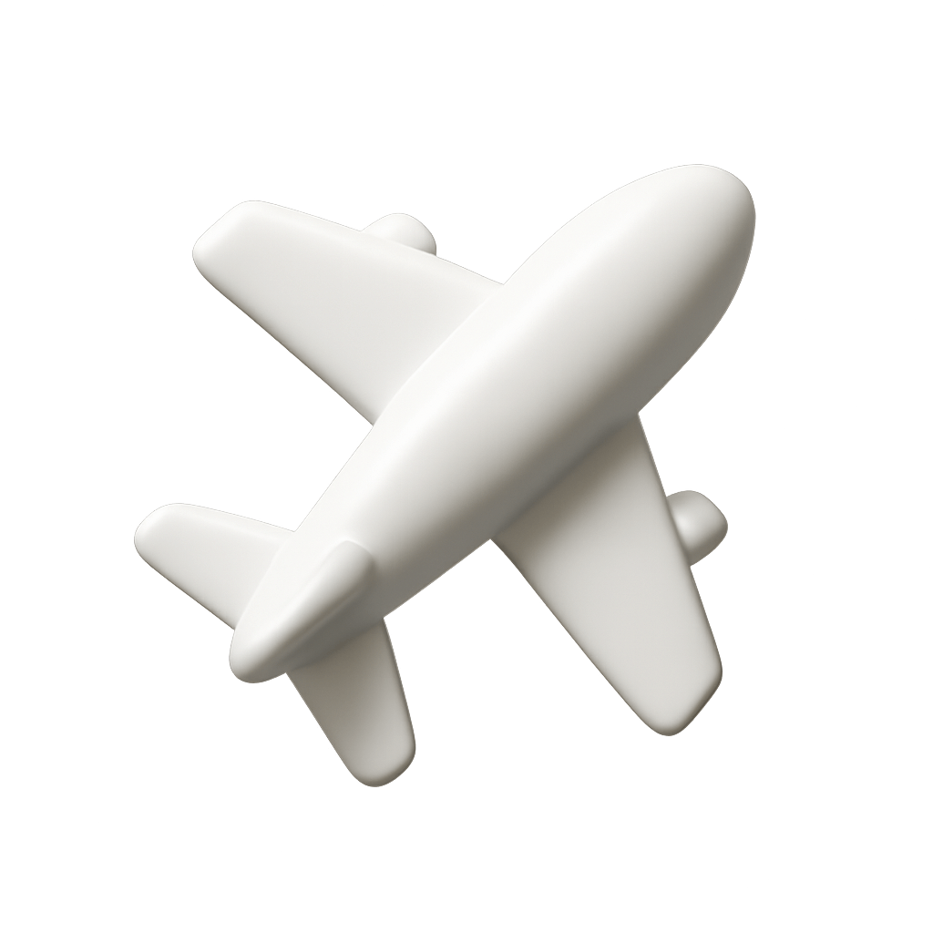3D White Minimalist Airplane Icon Travel