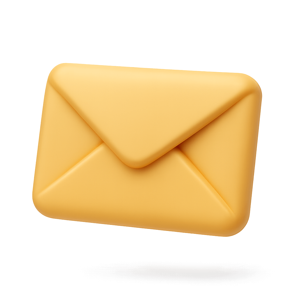 3D Yellow Mail Message Envelope Icon