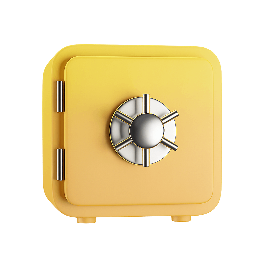 3D Yellow Safe Deposit Box Icon