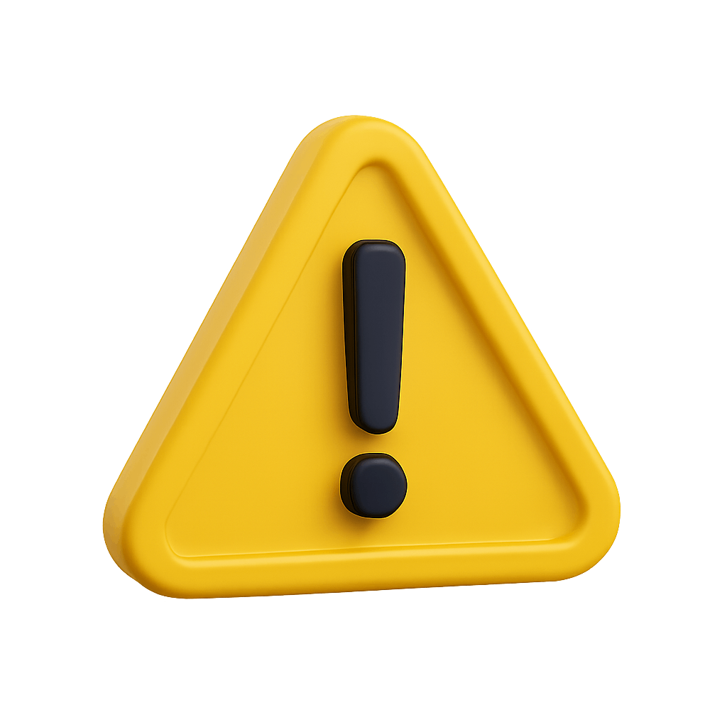 3D Yellow Safety Warning Triangle Symbol