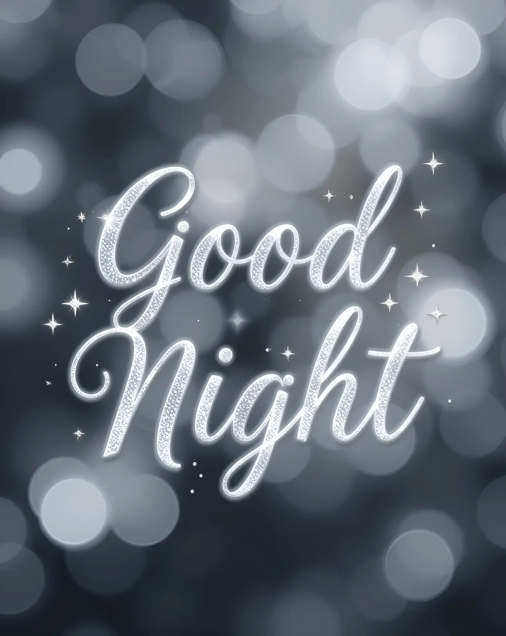 Elegant Good Night Text with Shimmering Bokeh Background for Peaceful Wishes