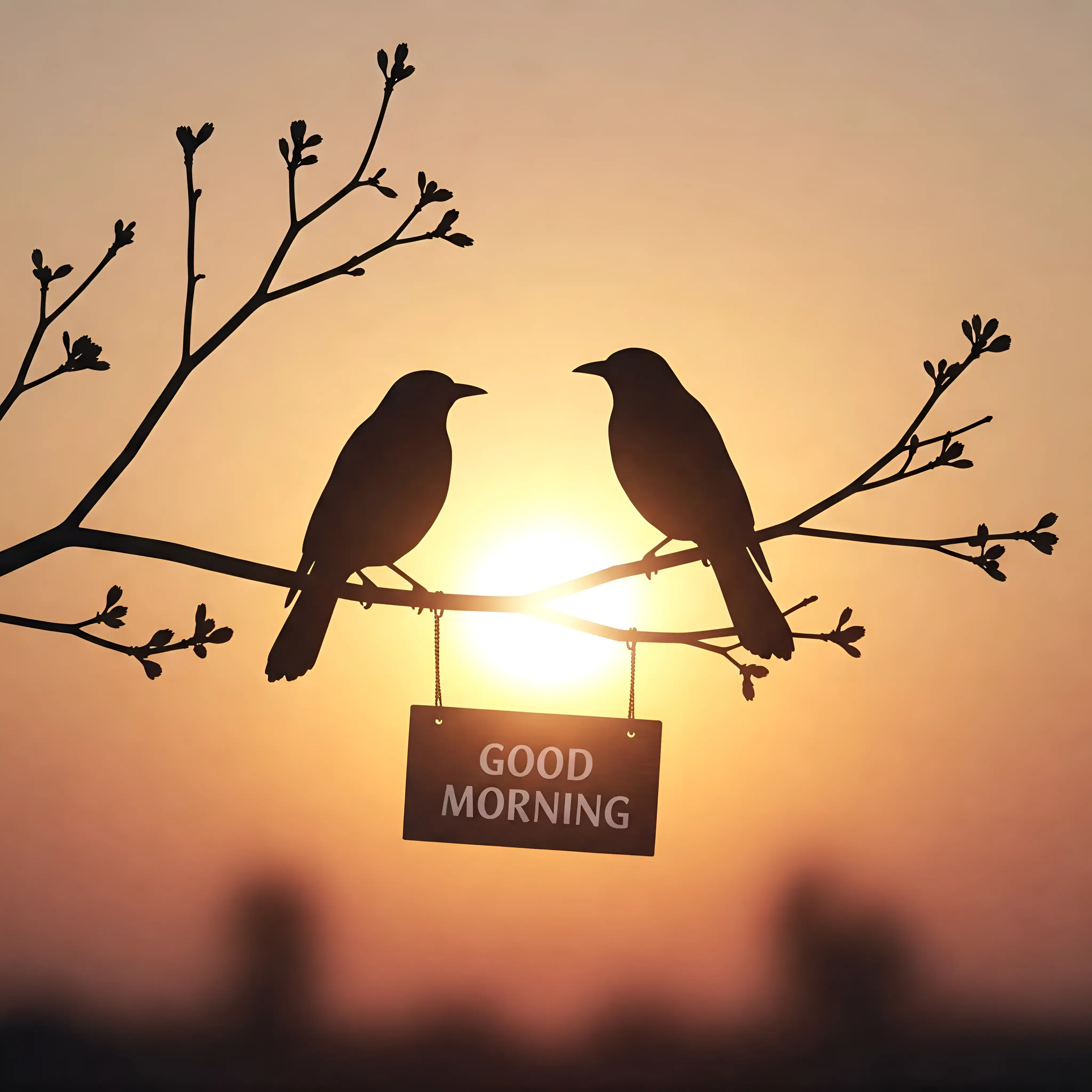 Peaceful Good Morning Scene with Birds and Sunrise – Serene Start to Your Day