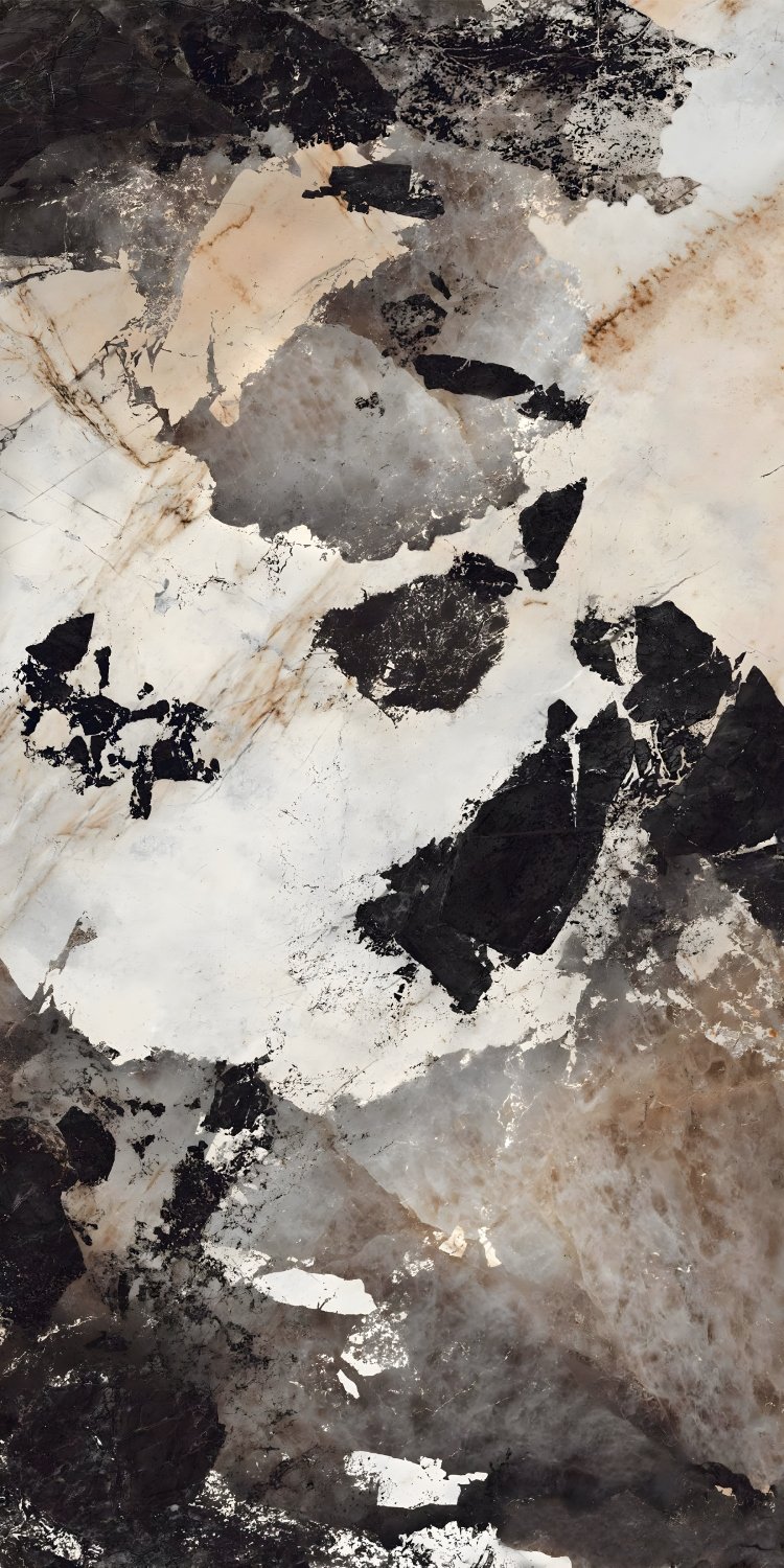 Abstract Black White Beige Granite Stone