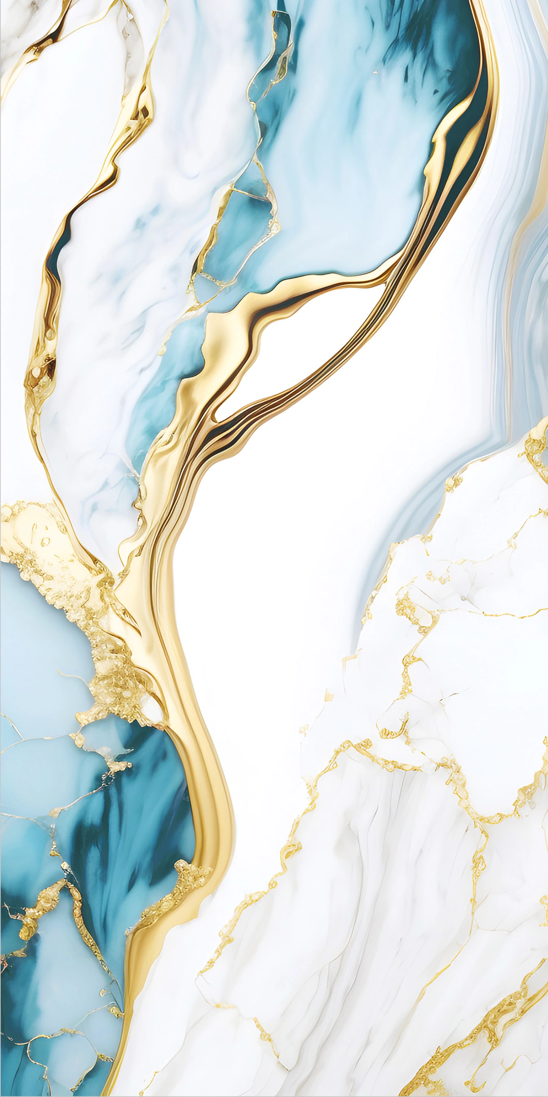 Abstract Blue and Gold Marble Pattern With Elegant Flowing Accents
