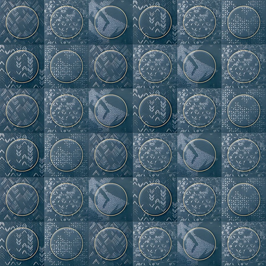 Abstract Blue Circle Geometric Pattern Tile