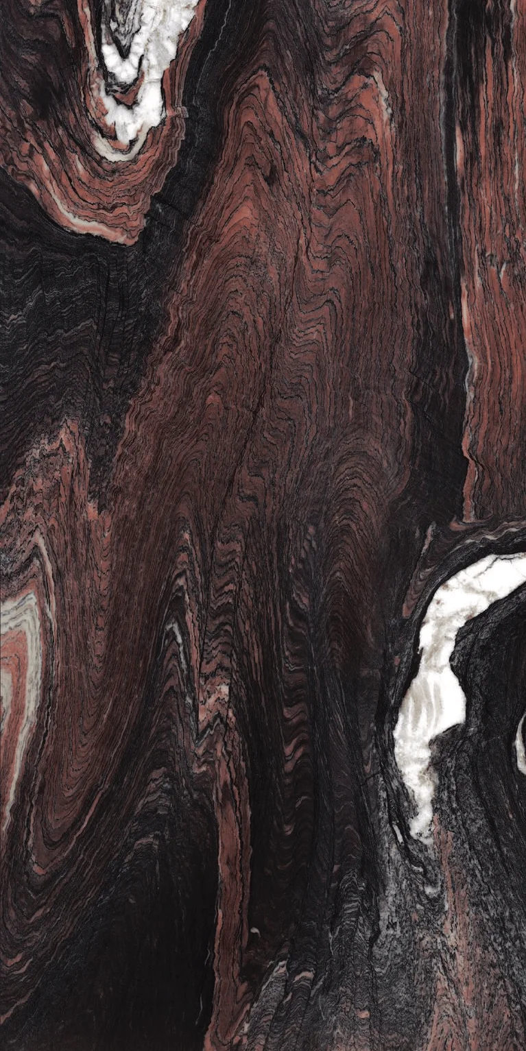 Abstract Close-Up of Textured Crimson and Black Rock Formations