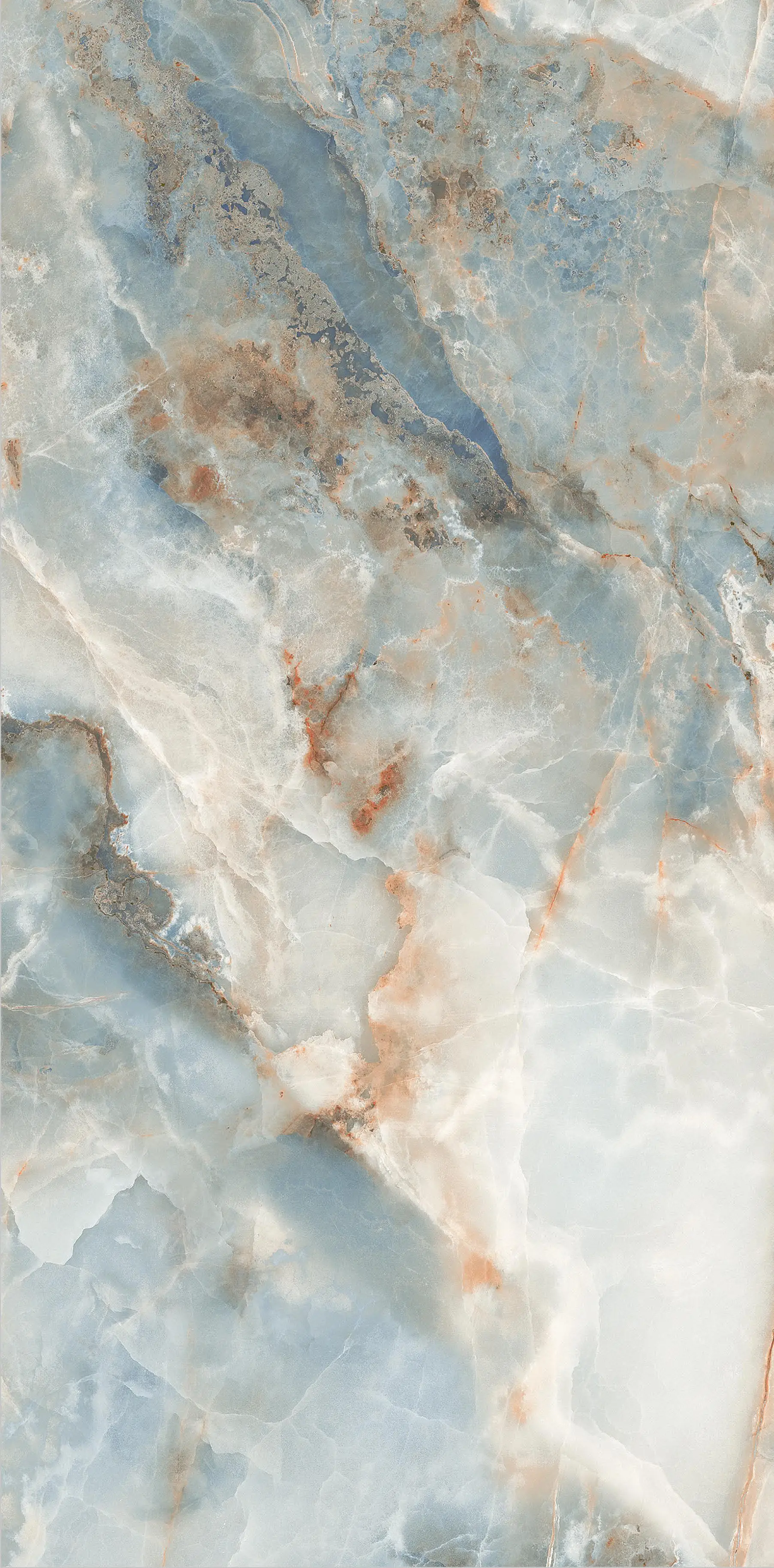 Abstract Closeup of Blue and White Marble Texture with Warm Accents