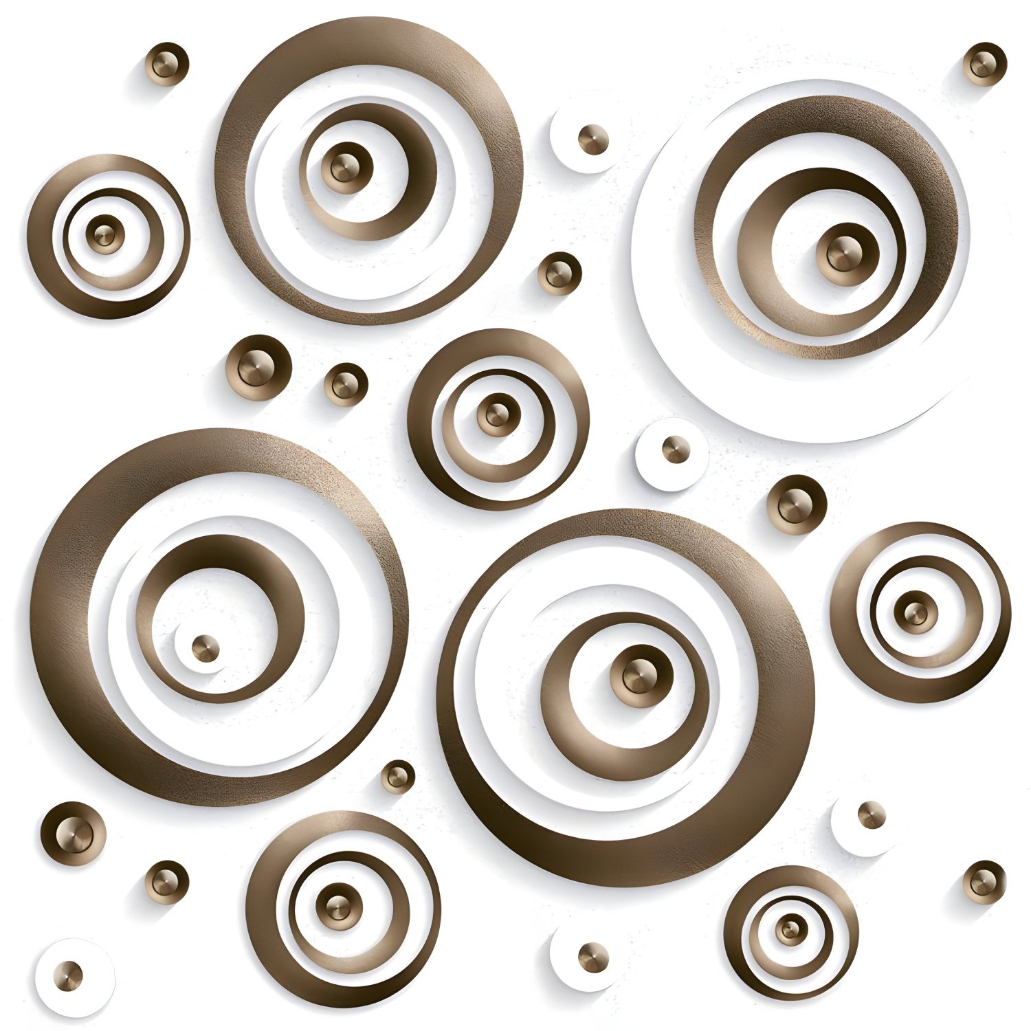 Abstract Concentric Circles Brown White Tile