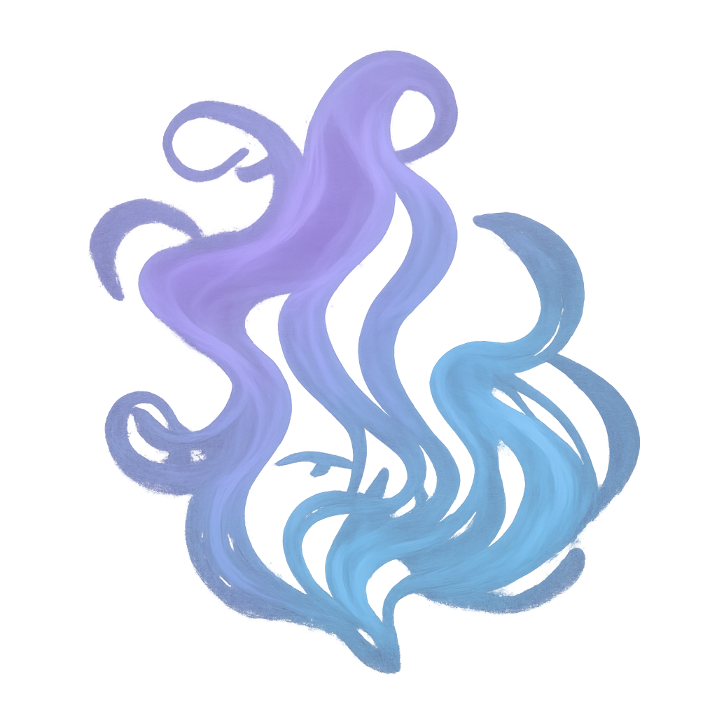 Abstract Fluid Swirls in Purple and Blue on Transparent Background for Creative Artwork and Design