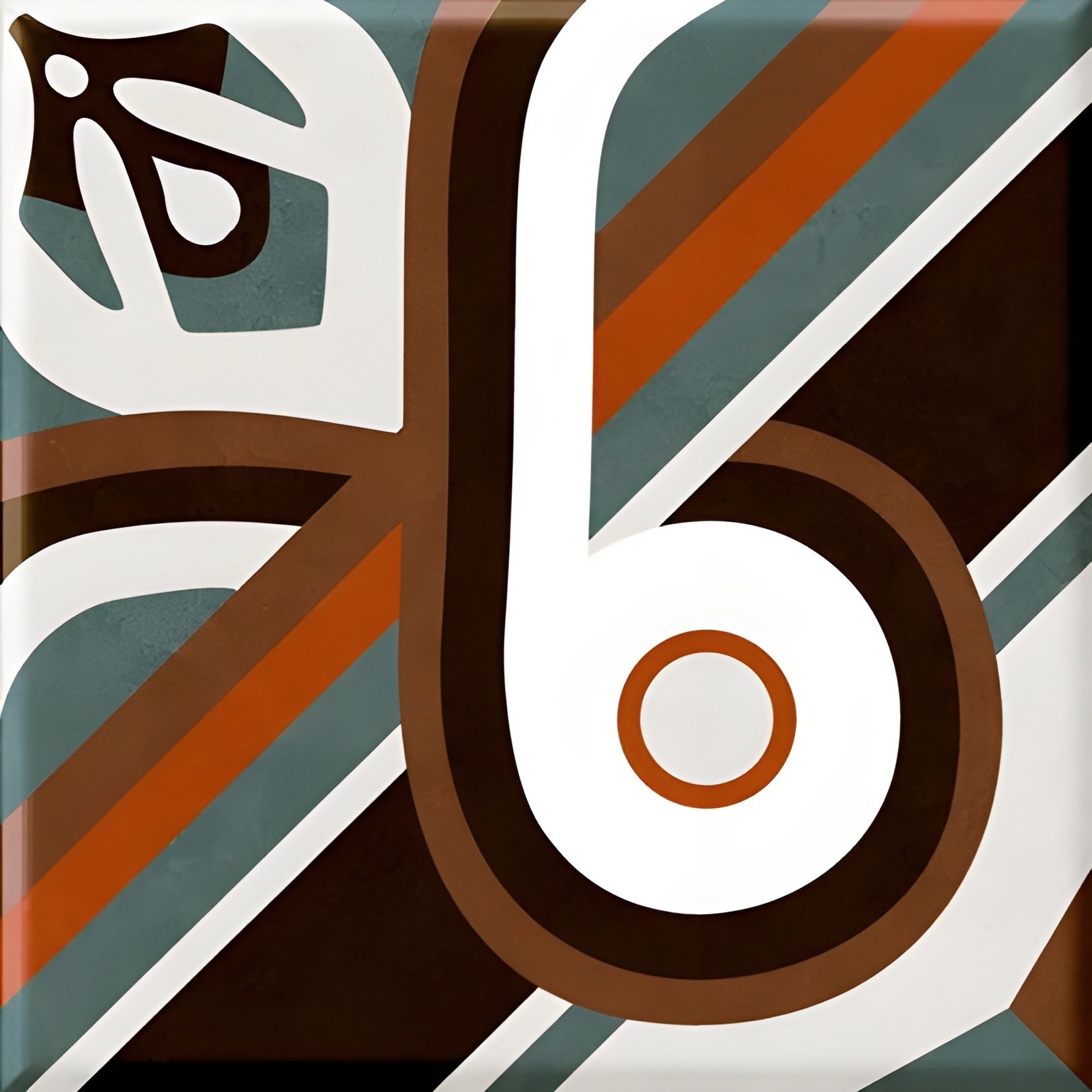 Abstract Geometric Artwork With Brown, White, Teal And Orange Lines, Circles, And Curves For Decor