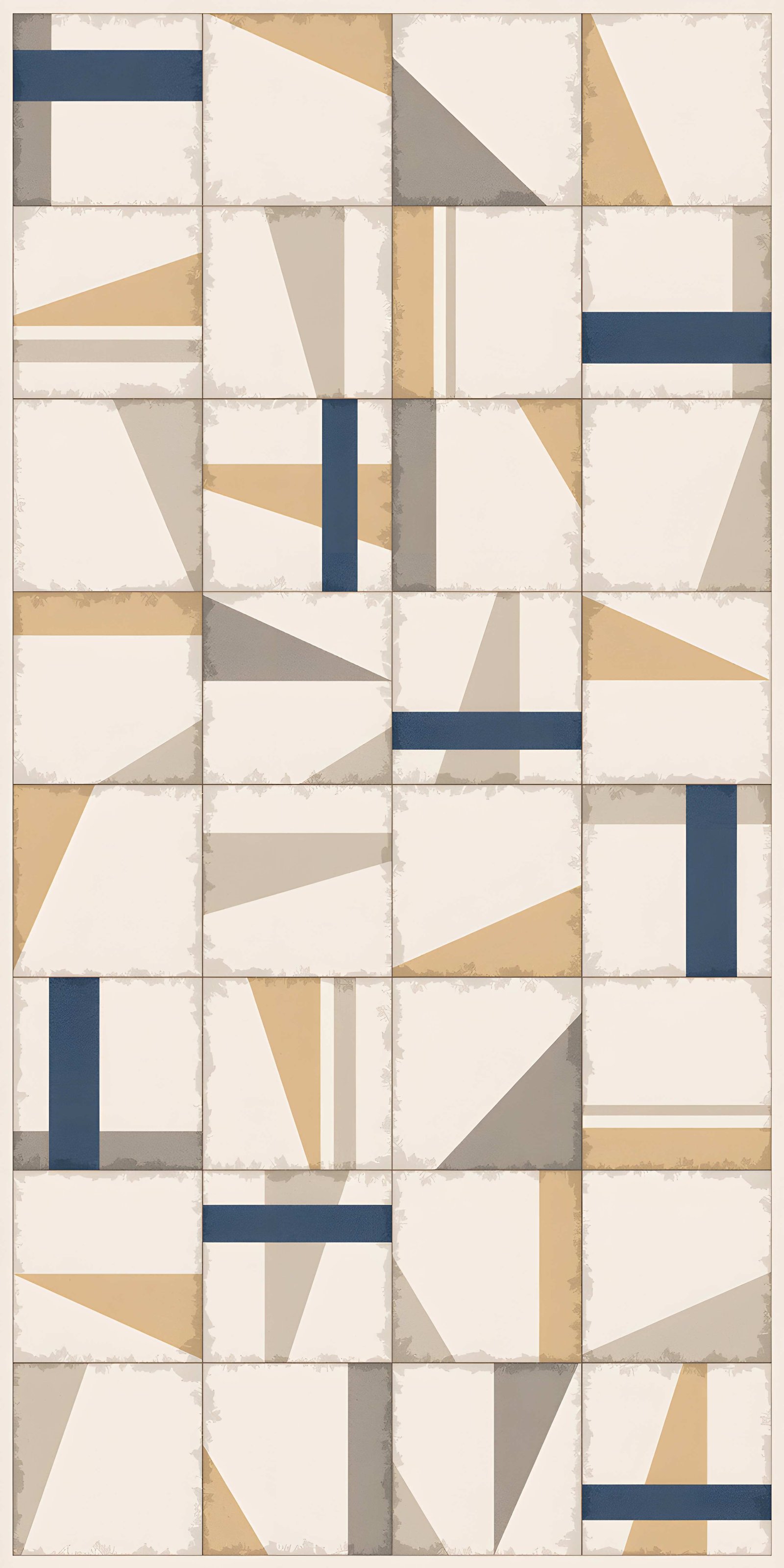 Abstract Geometric Blue and Beige Tile Montage