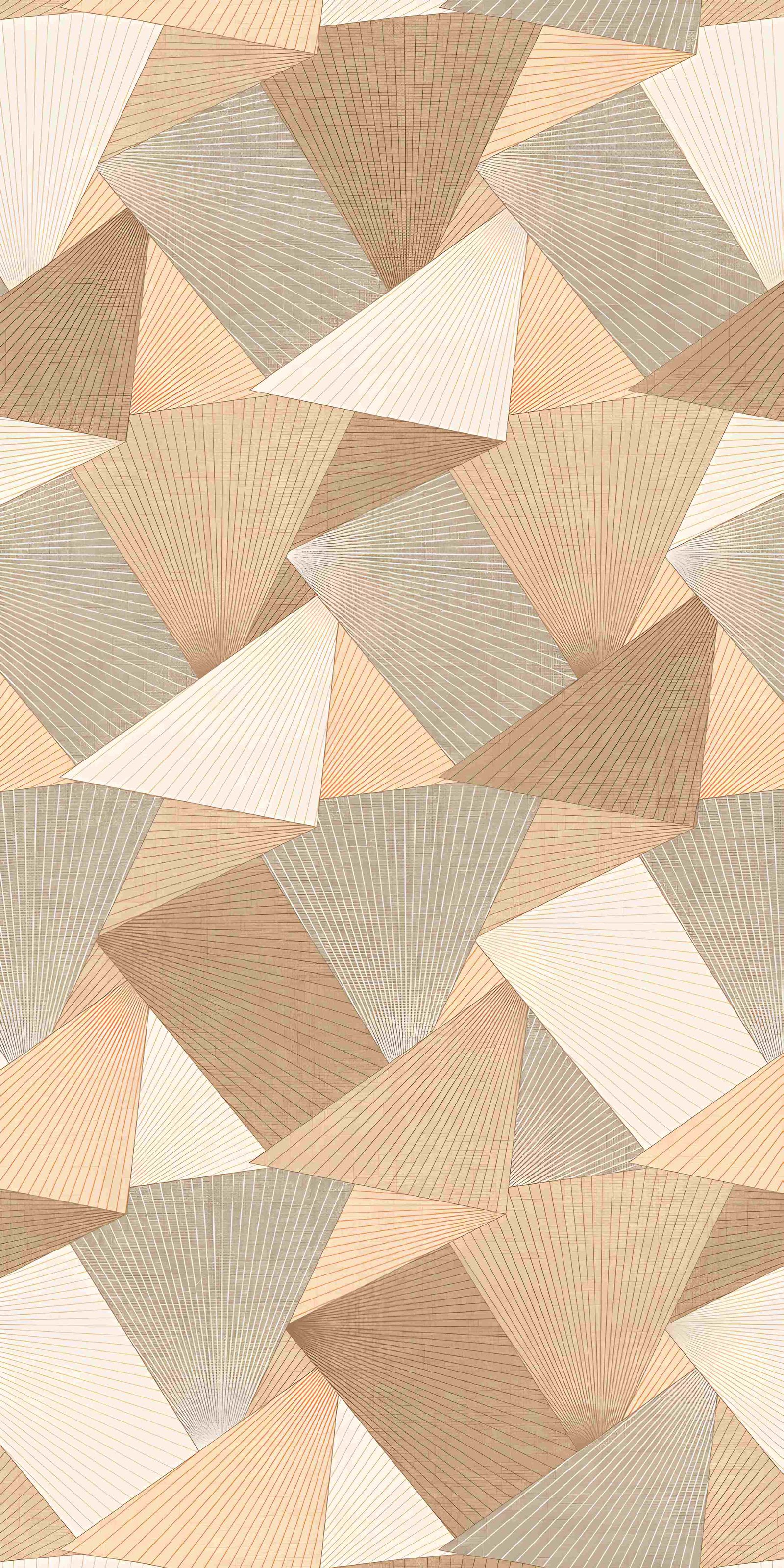 Abstract Geometric Fan Pattern in Neutral Tones