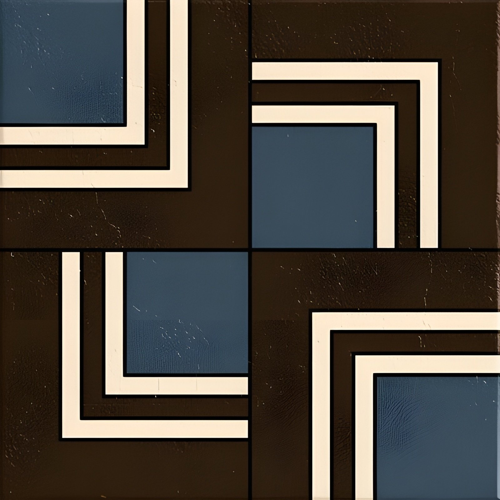 Abstract Geometric Square Pattern With Nested Frames in Brown and Blue Tones